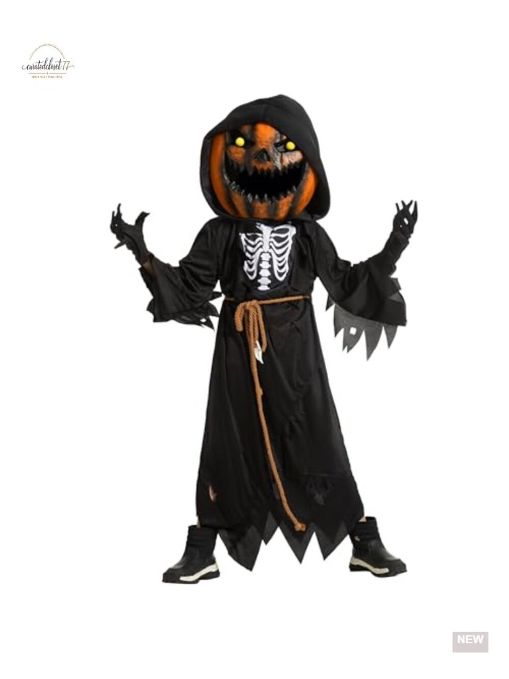Kids Scarecrow Pumpkin Reaper Halloween Costume 100% Polyester Size M 8-10